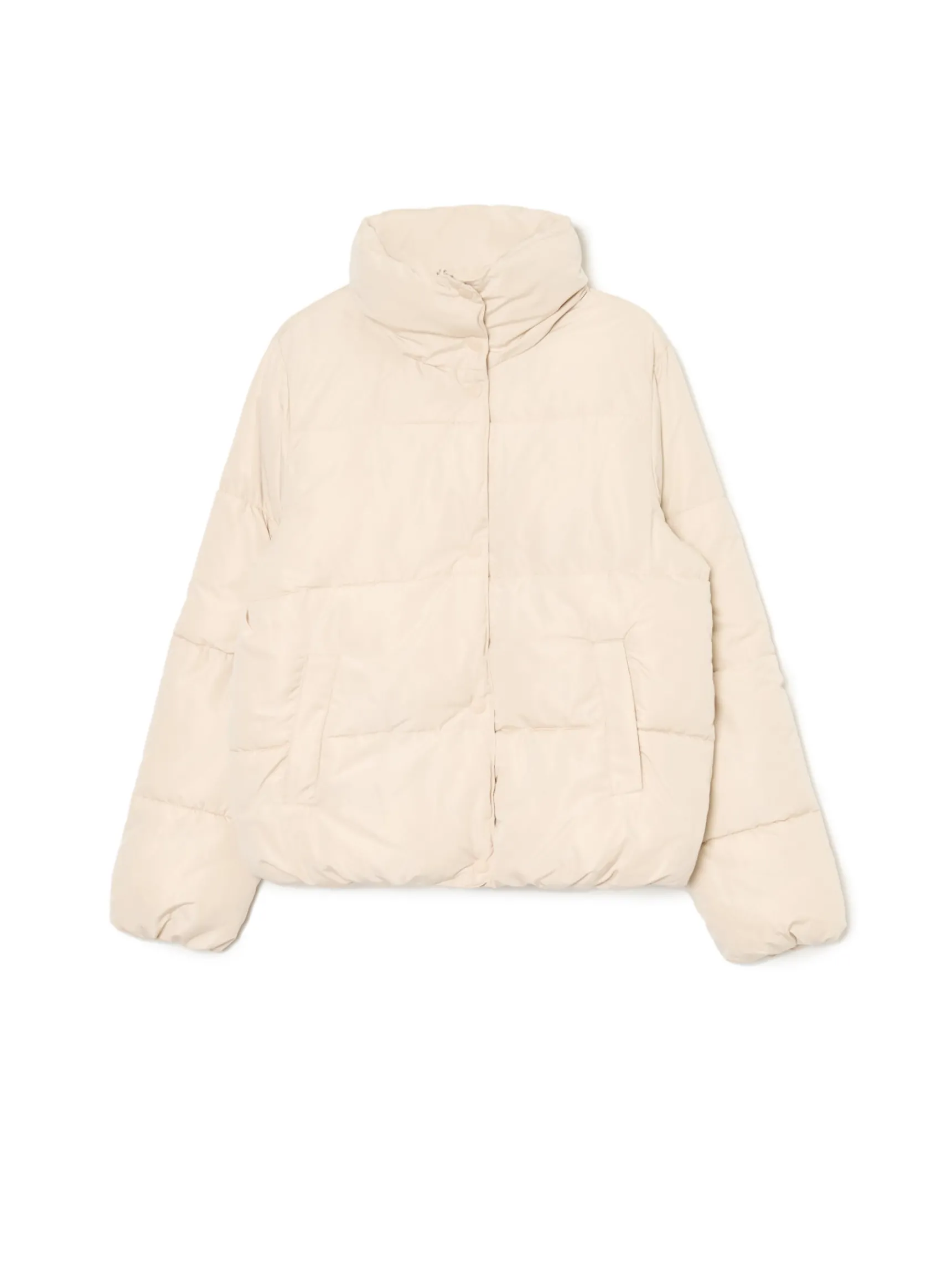 Fashion Cropp Beżowa kurtka puffer beżowy