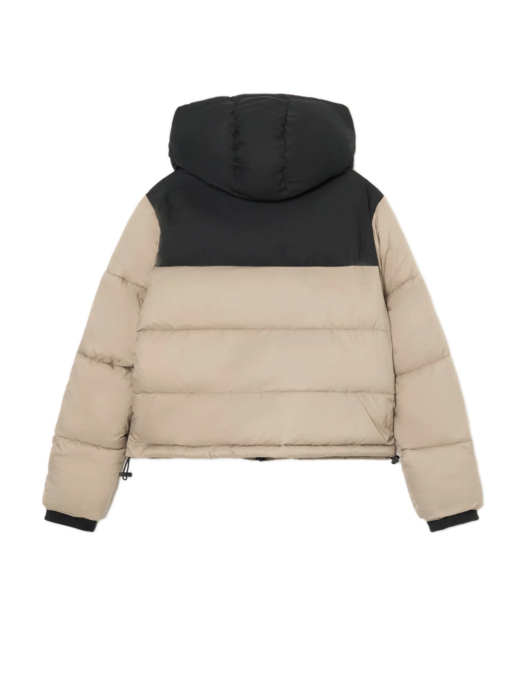 Sale Cropp Beżowa kurtka puffer z czarnym karczkiem beżowy