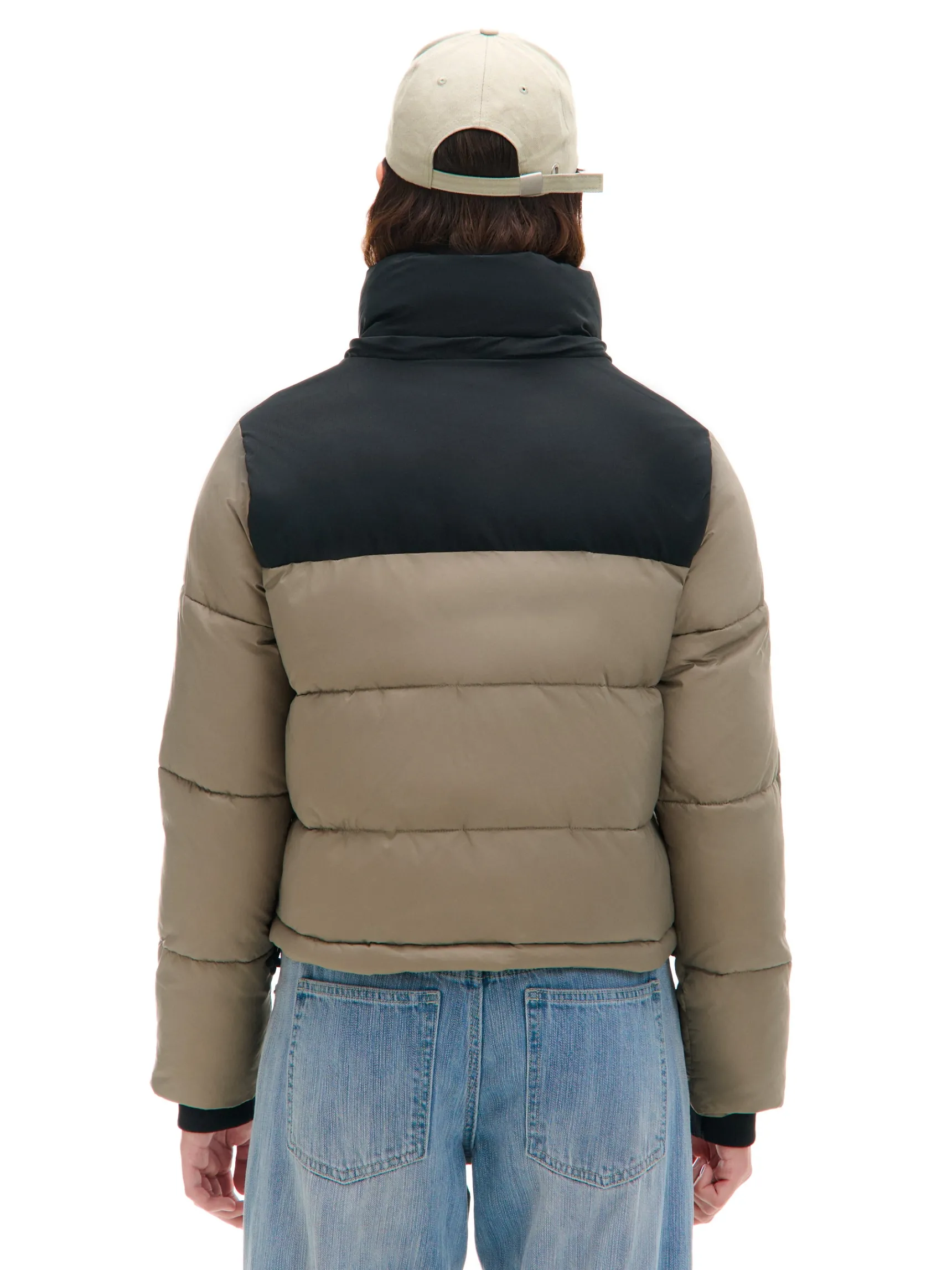 Sale Cropp Beżowa kurtka puffer z czarnym karczkiem beżowy