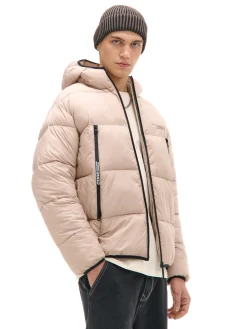 Best Cropp Beżowa pikowana kurtka puffer beżowy