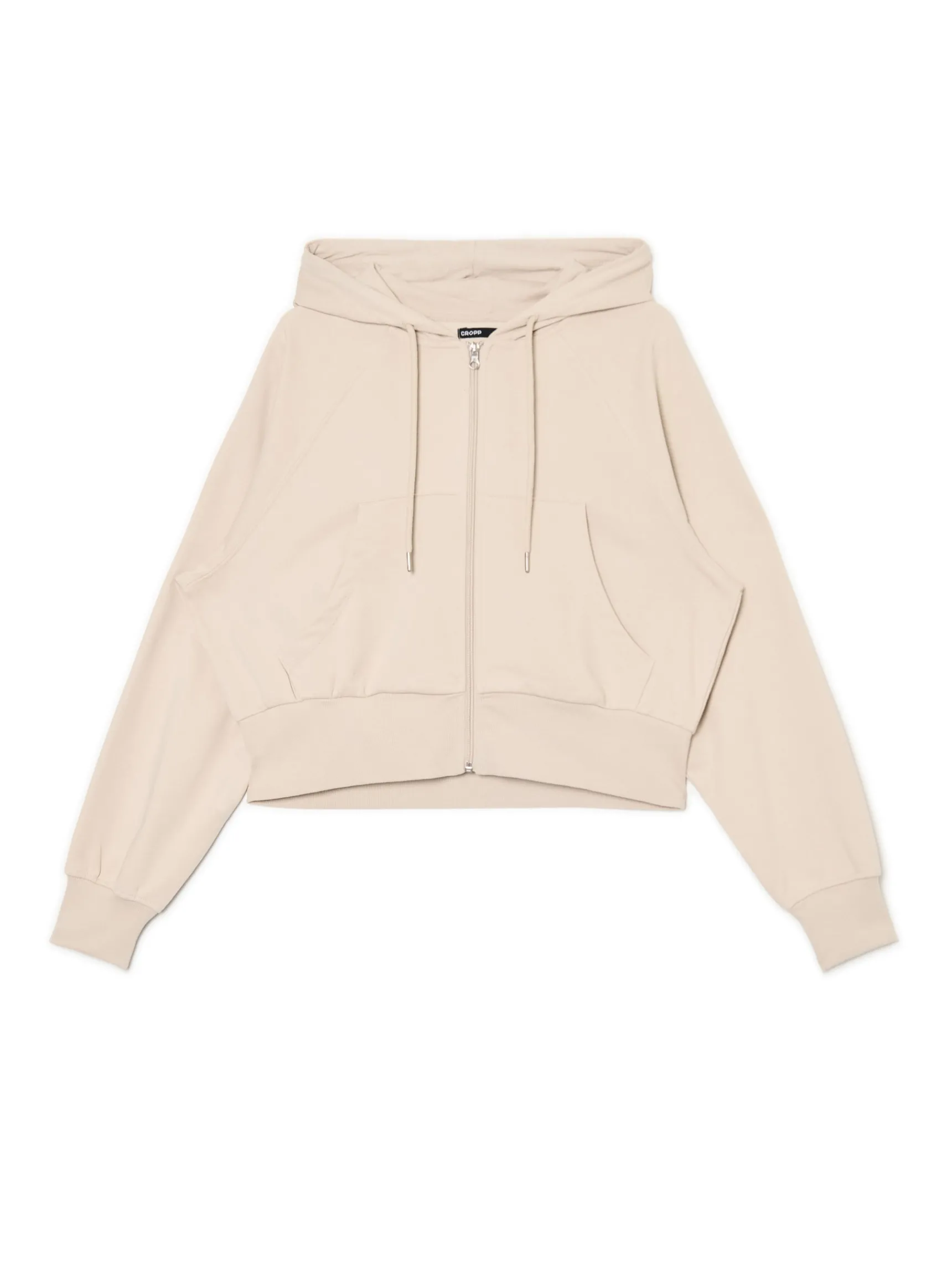 New Cropp Beżowa rozpinana bluza z kapturem beżowy