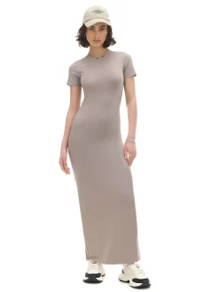 Fashion Cropp Beżowa sukienka maxi z krótkim rękawem beżowy