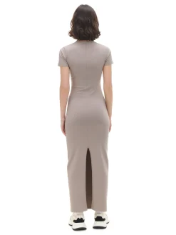 Fashion Cropp Beżowa sukienka maxi z krótkim rękawem beżowy