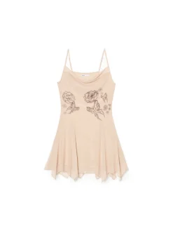 Fashion Cropp Beżowa sukienka mini na ramiączkach beżowy