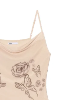 Fashion Cropp Beżowa sukienka mini na ramiączkach beżowy