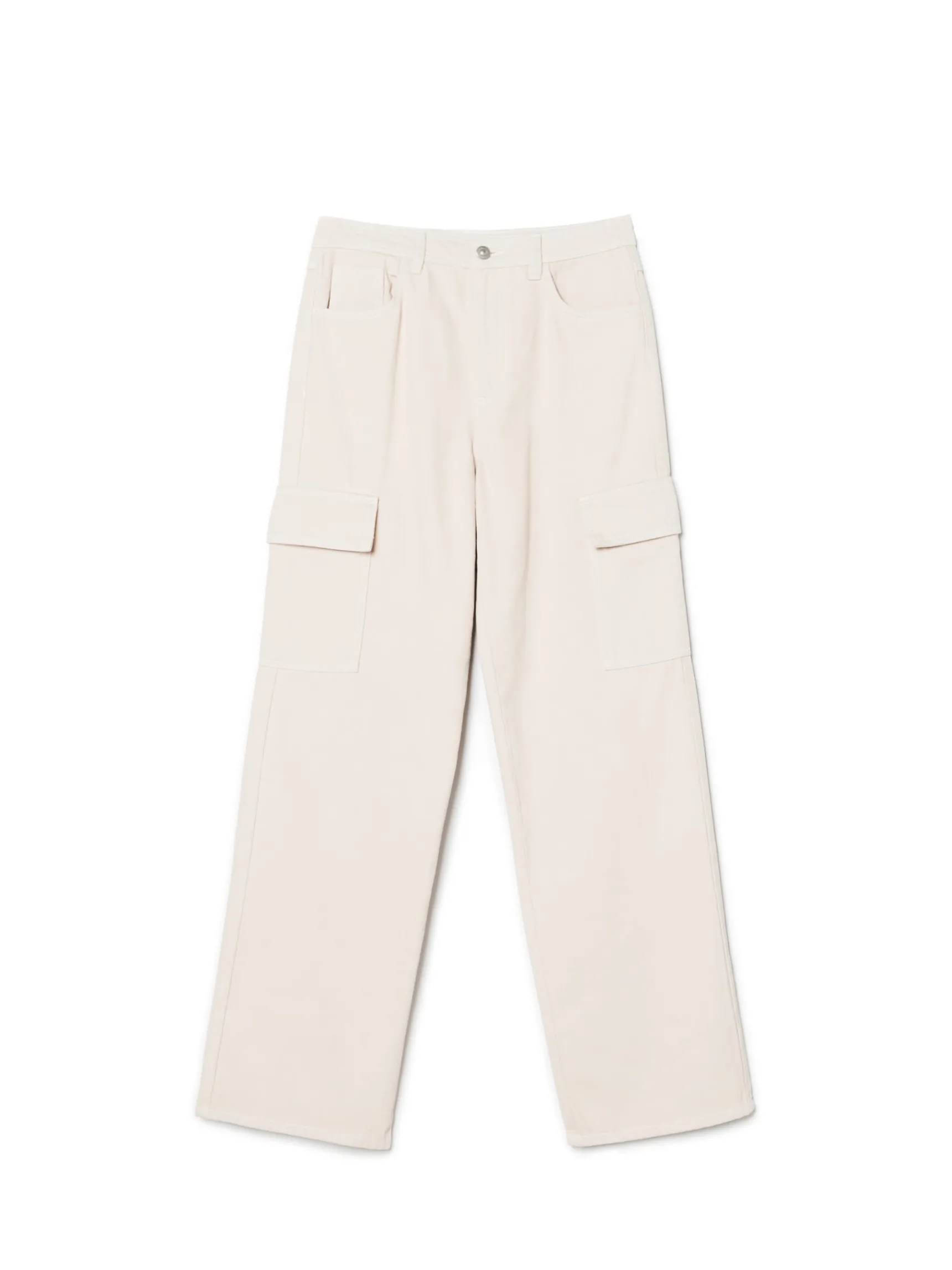 New Cropp Beżowe jeansy cargo straight beżowy