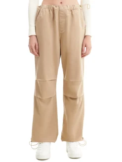 Best Cropp Beżowe jeansy parachute beżowy