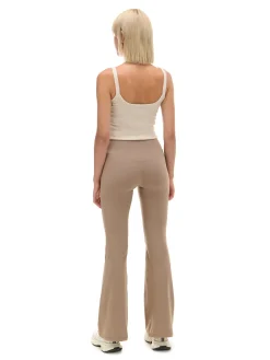 Clearance Cropp Beżowe spodnie flare z wysokim stanem brązowy