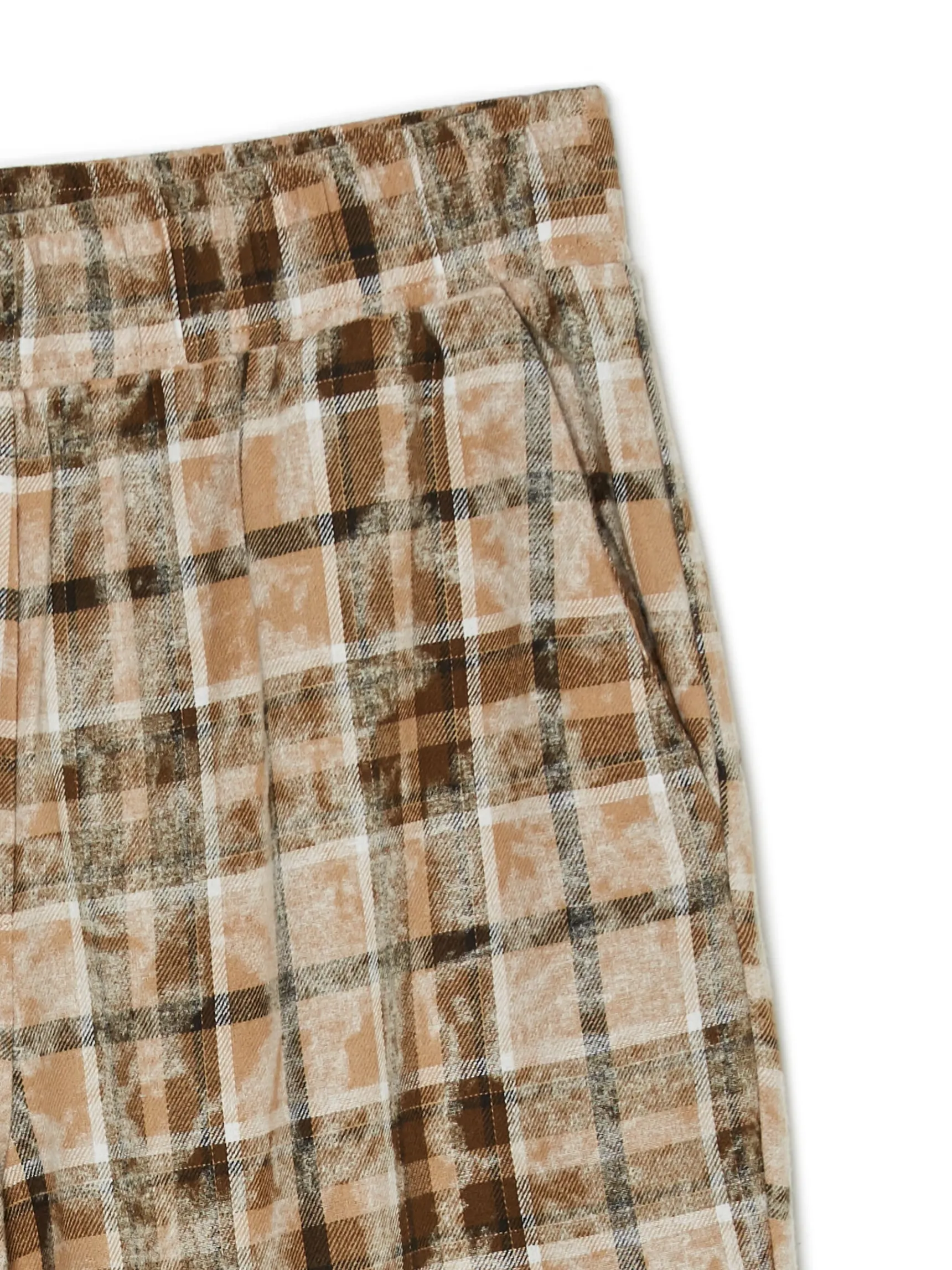 Fashion Cropp Beżowe spodnie w marmurkową kratę beżowy