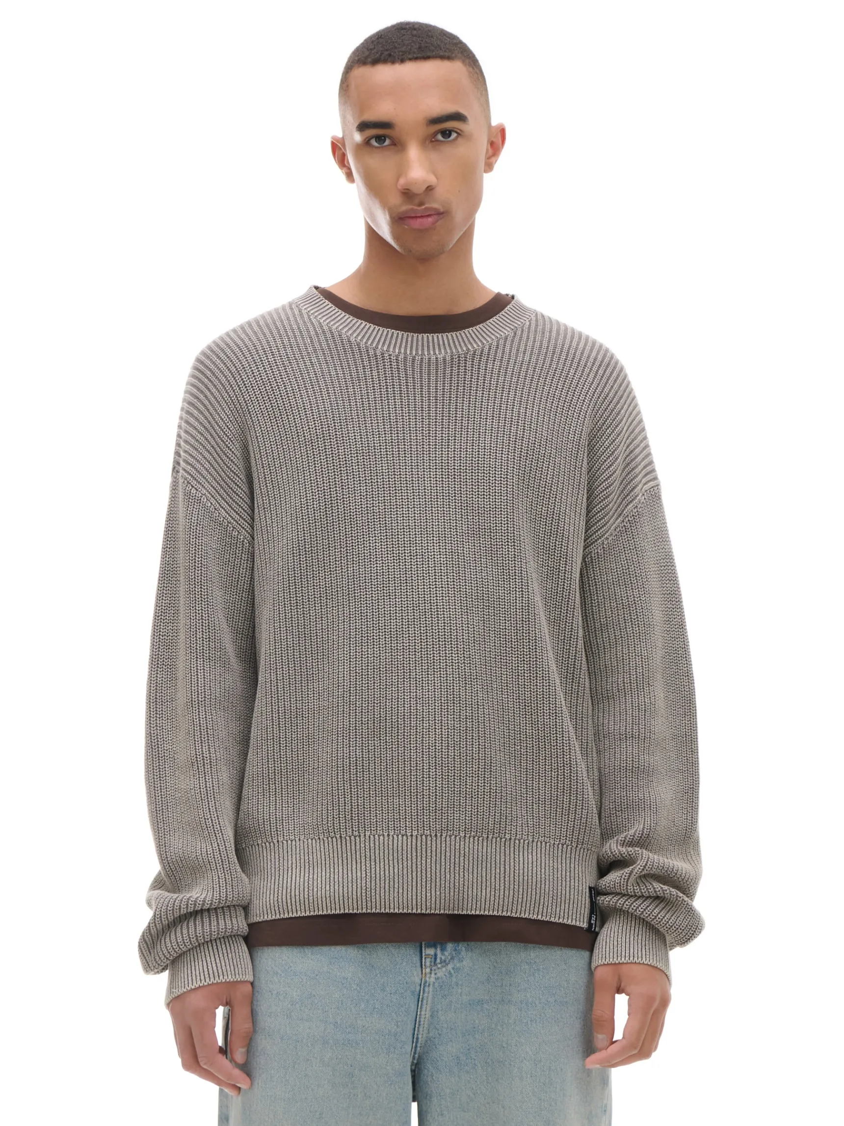 Online Cropp sweter z prążkowanej dzianiny beżowy