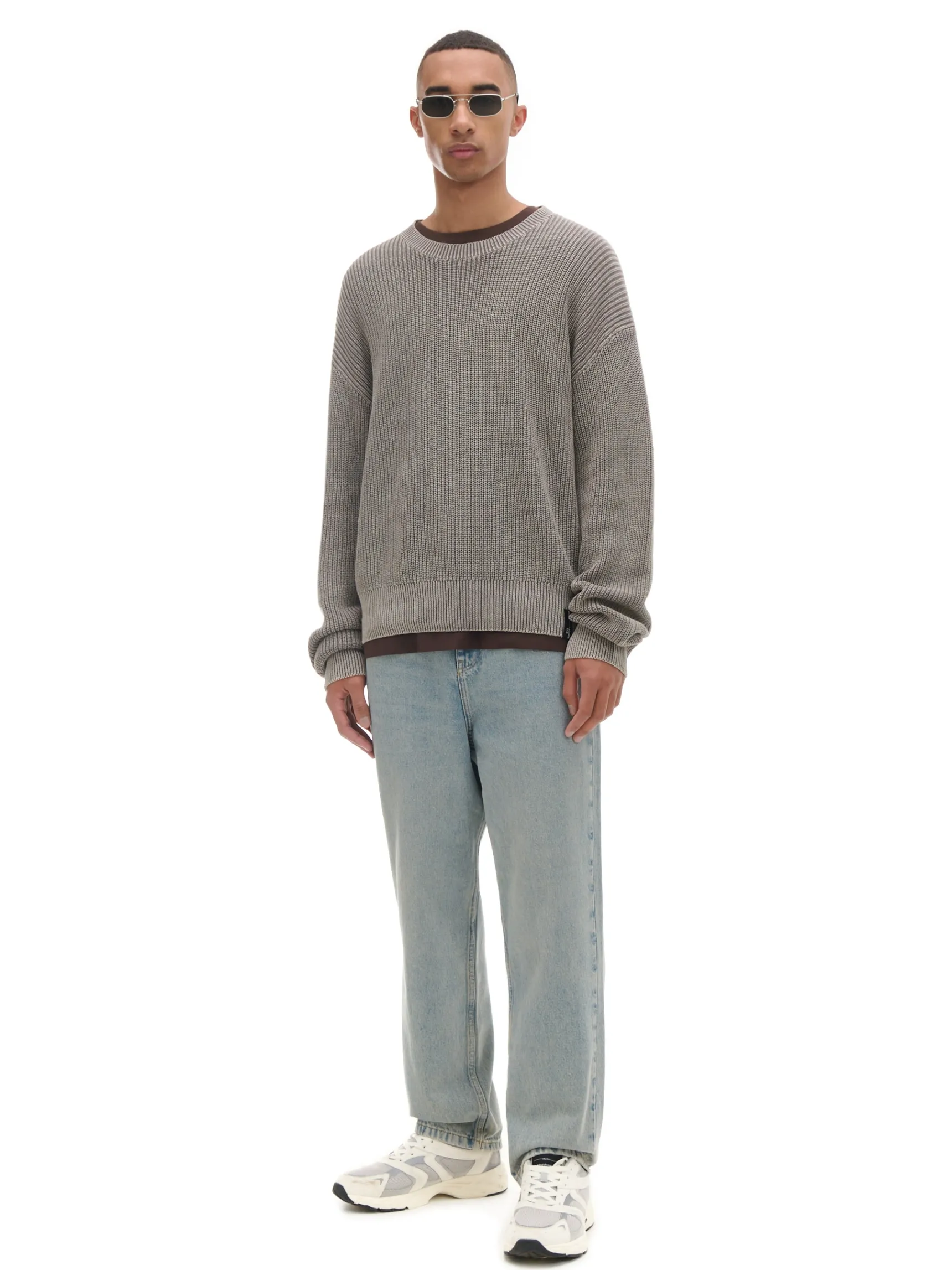 Online Cropp sweter z prążkowanej dzianiny beżowy