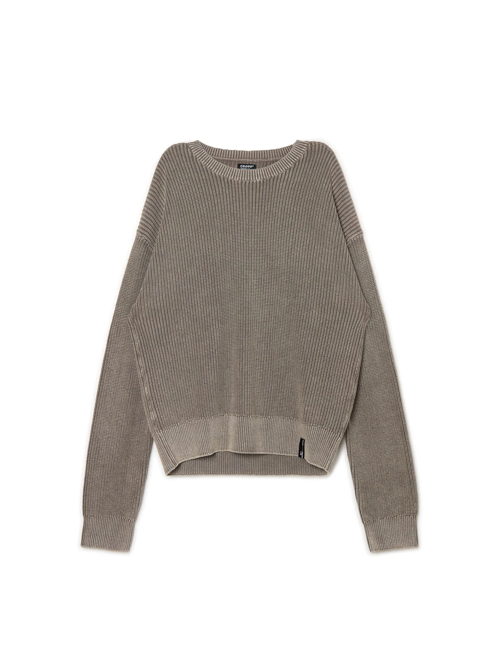 Online Cropp sweter z prążkowanej dzianiny beżowy