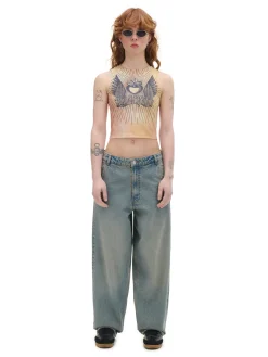 Clearance Cropp Beżowy top z efektem tie-dye wielobarwny