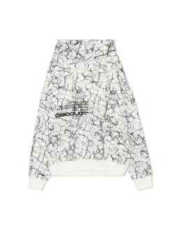Sale Cropp Biała bluza hoodie z nadrukiem all over biały