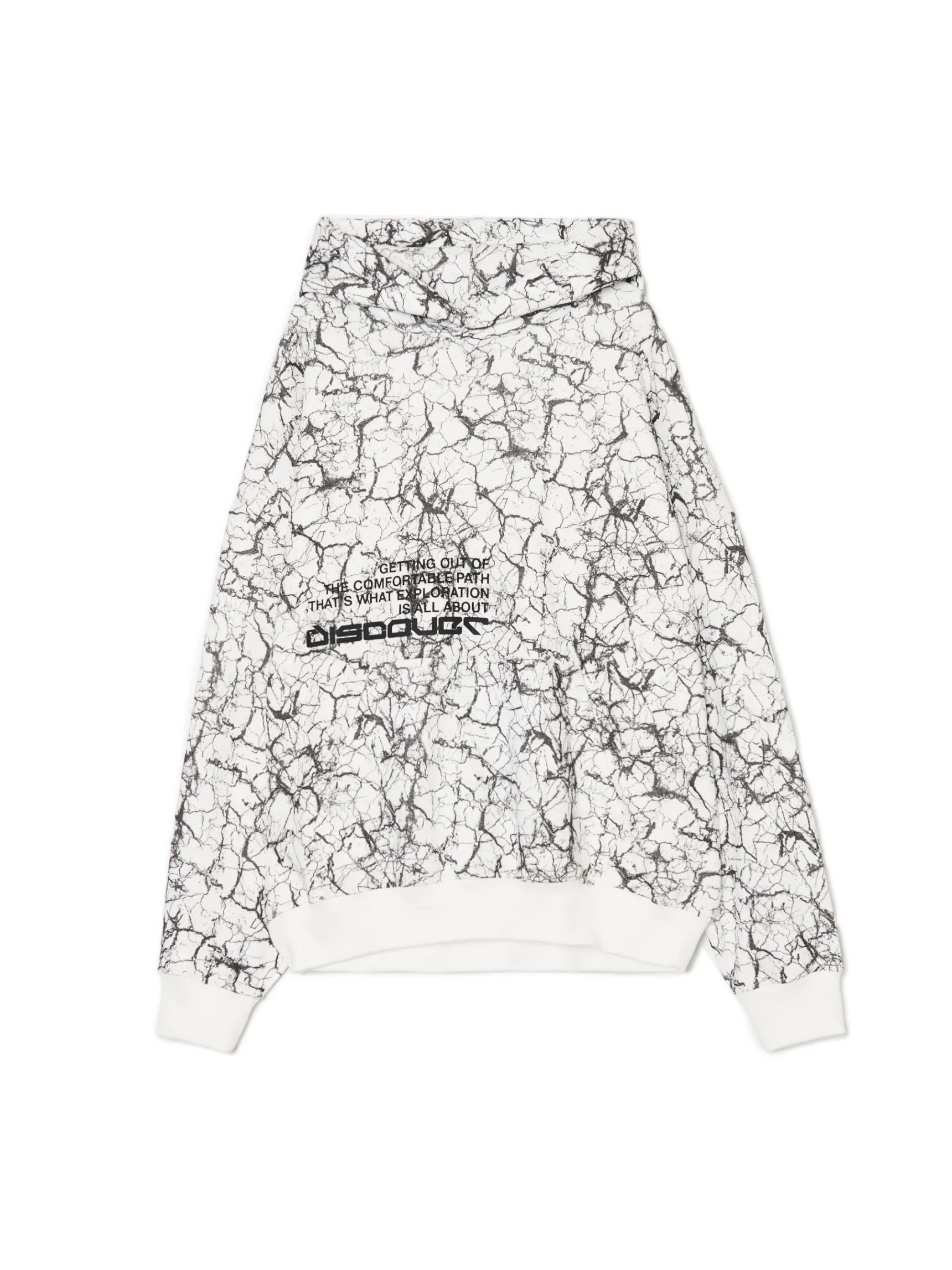 Sale Cropp Biała bluza hoodie z nadrukiem all over biały