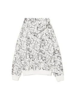 Sale Cropp Biała bluza hoodie z nadrukiem all over biały