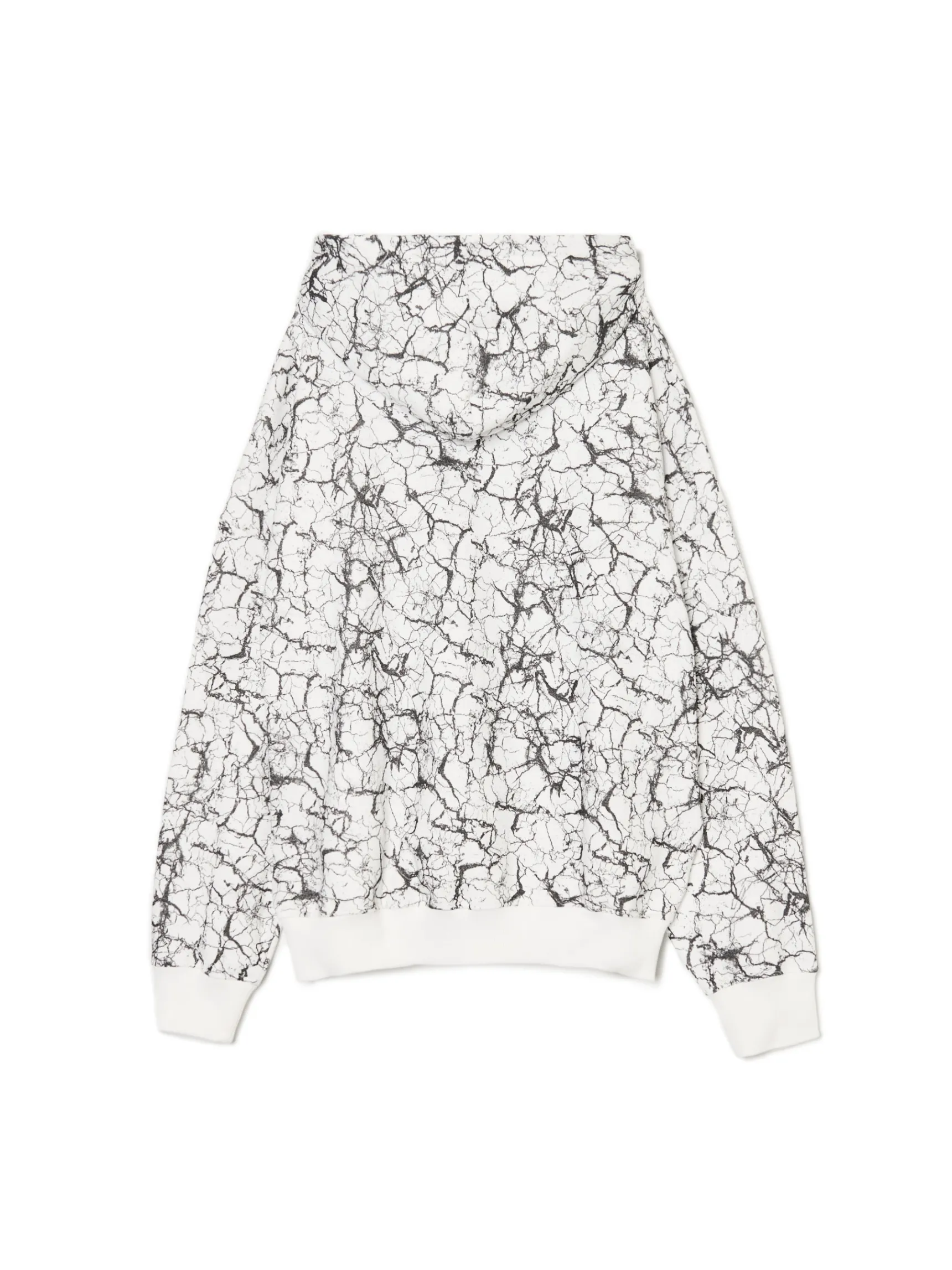 Sale Cropp Biała bluza hoodie z nadrukiem all over biały