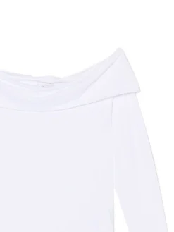 Outlet Cropp Biała bluzka z odkrytymi ramionami biały
