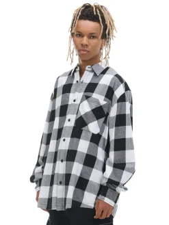 Best Cropp Biała koszula w kratę czarny