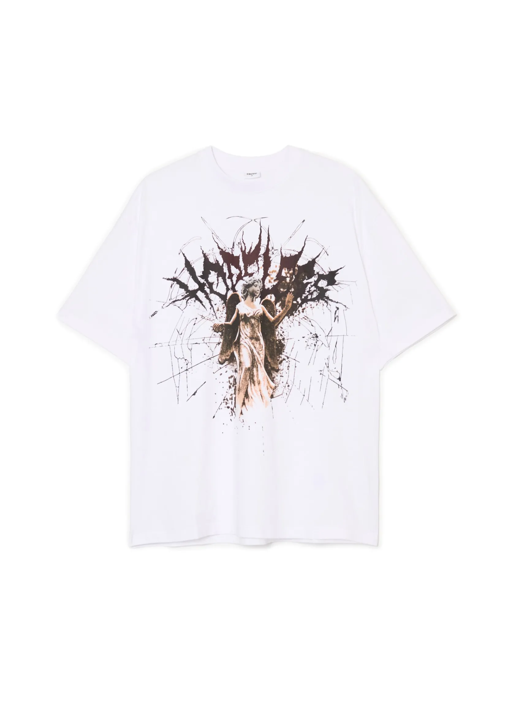 Discount Cropp Biała koszulka z nadrukiem rzeźby UNISEX biały