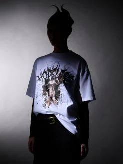 Discount Cropp Biała koszulka z nadrukiem rzeźby UNISEX biały