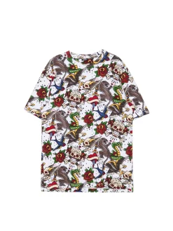 Fashion Cropp Biała koszulka z nadrukiem all over biały