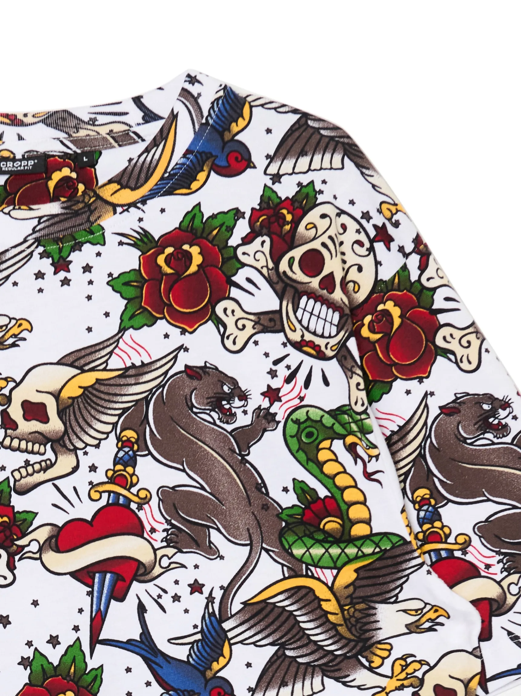 Fashion Cropp Biała koszulka z nadrukiem all over biały