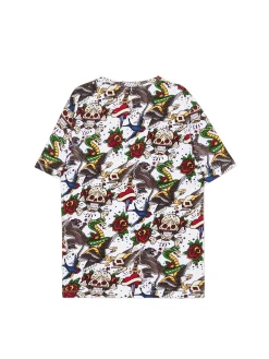 Fashion Cropp Biała koszulka z nadrukiem all over biały