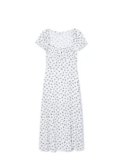 Discount Cropp Biała sukienka midi w kwiaty biały