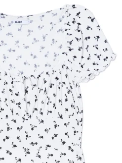 Discount Cropp Biała sukienka midi w kwiaty biały