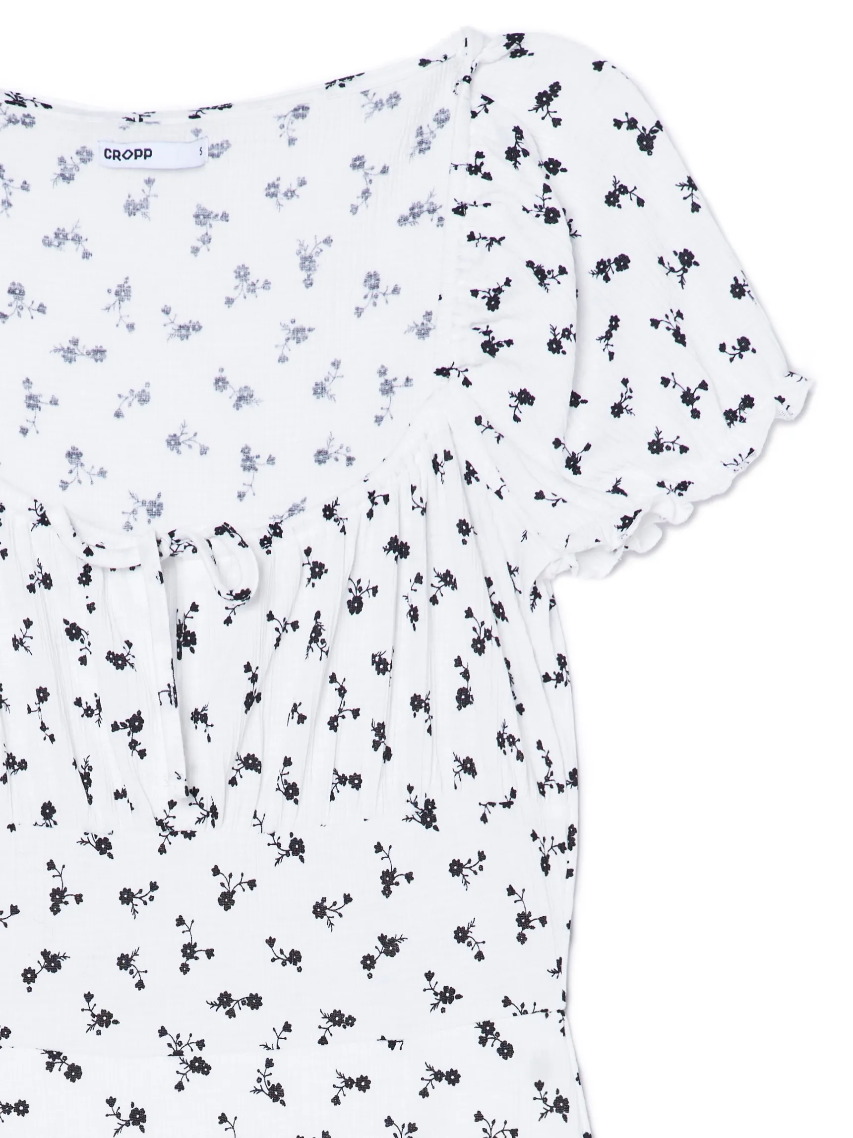 Discount Cropp Biała sukienka midi w kwiaty biały