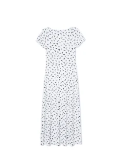 Discount Cropp Biała sukienka midi w kwiaty biały