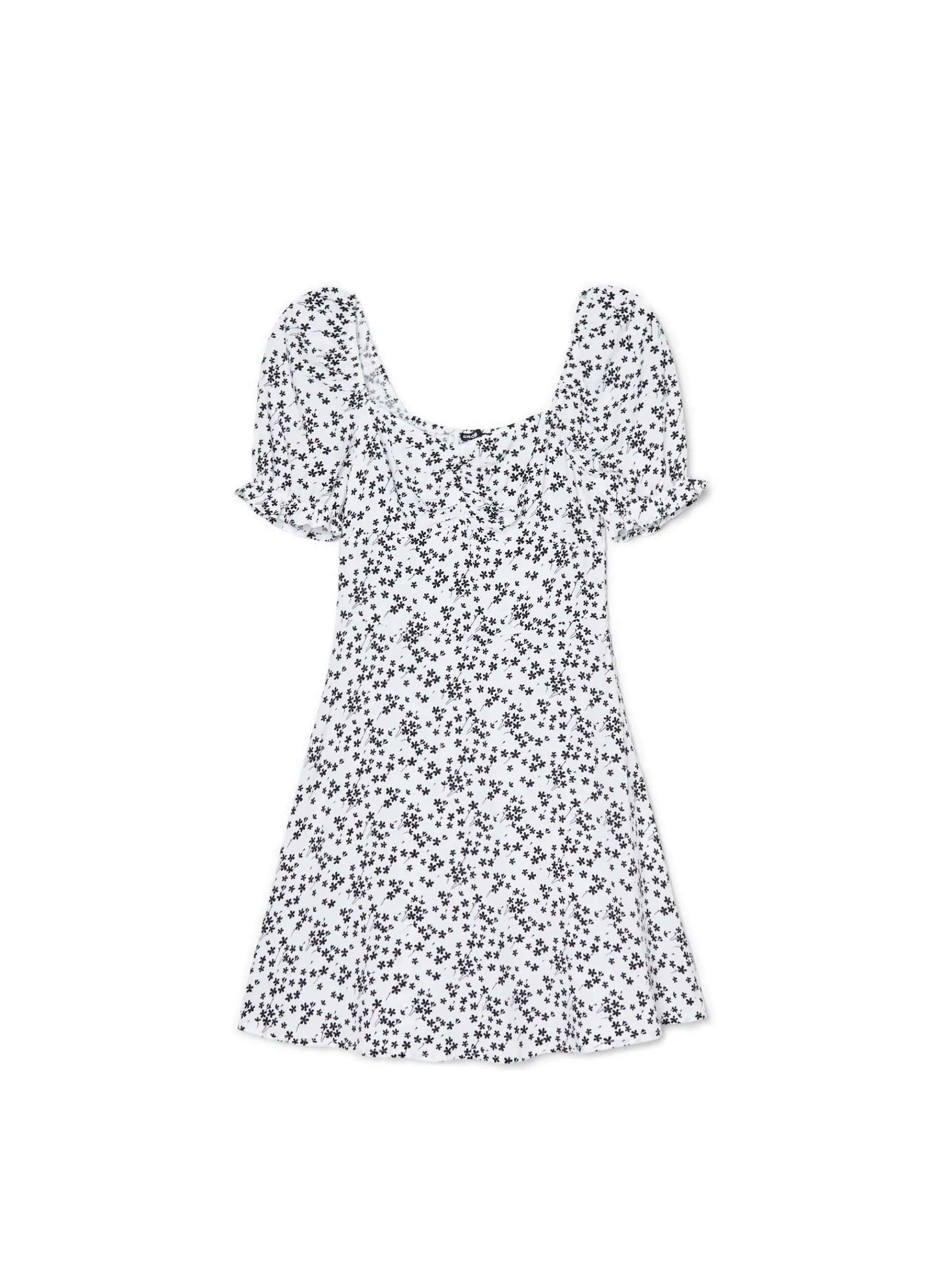 Clearance Cropp Biała sukienka mini w kwiaty kremowy