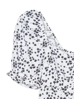 Clearance Cropp Biała sukienka mini w kwiaty kremowy
