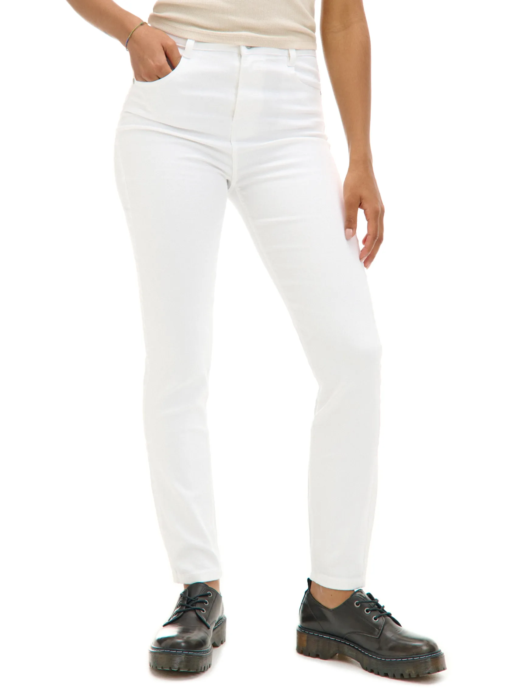 Online Cropp Białe jeansy skinny biały