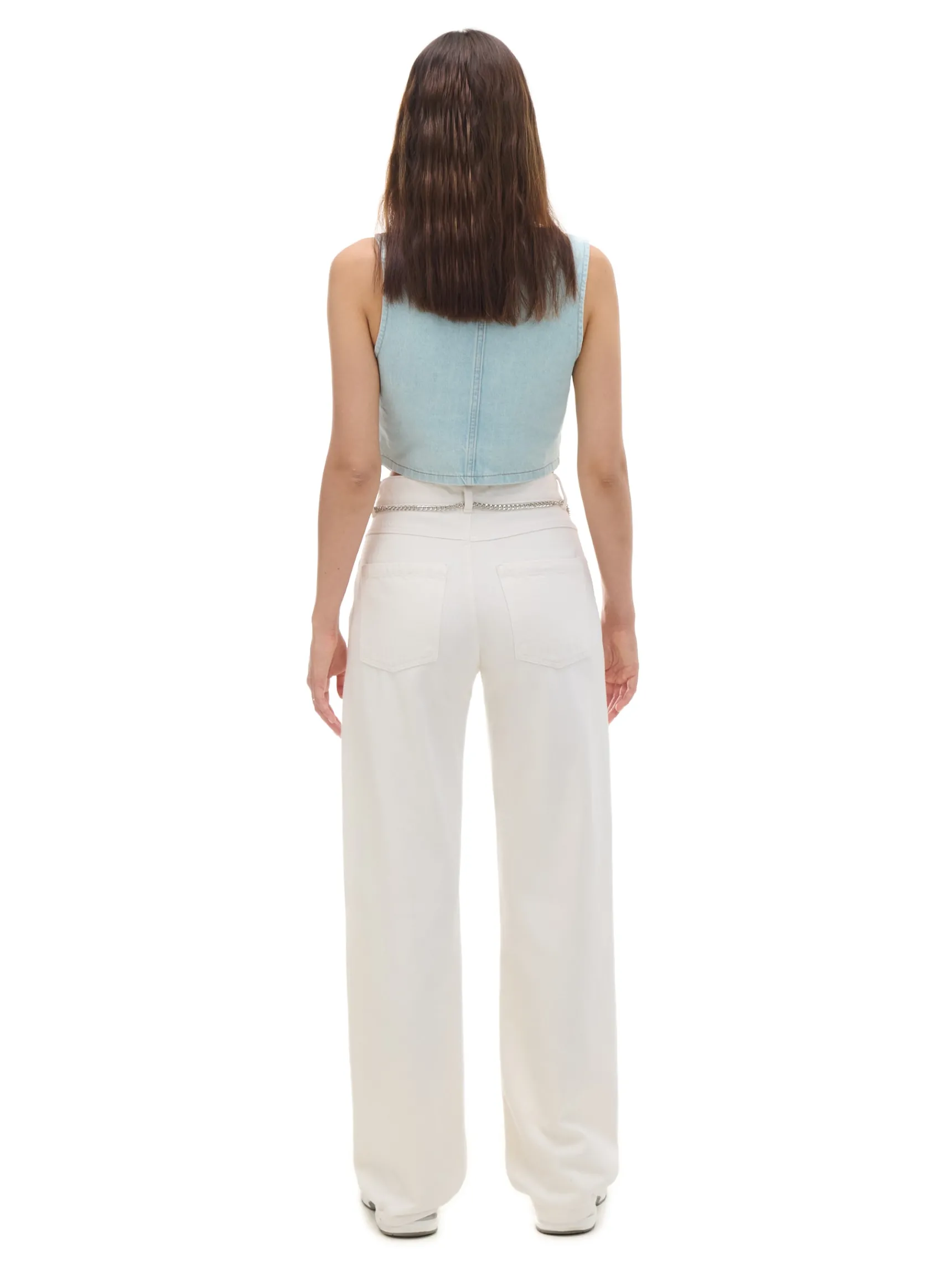 Discount Cropp Białe jeansy straight biały
