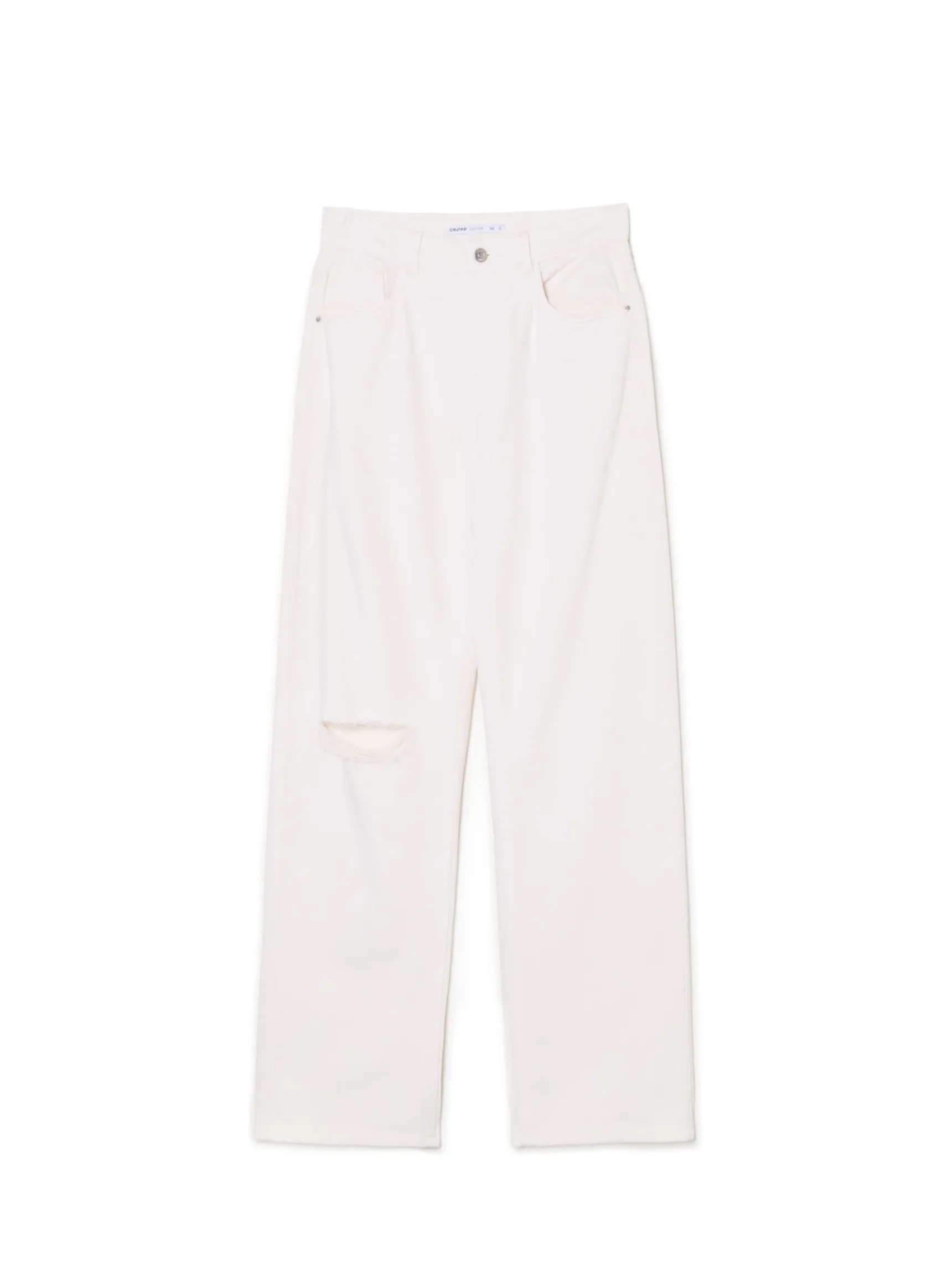 Discount Cropp Białe jeansy straight biały