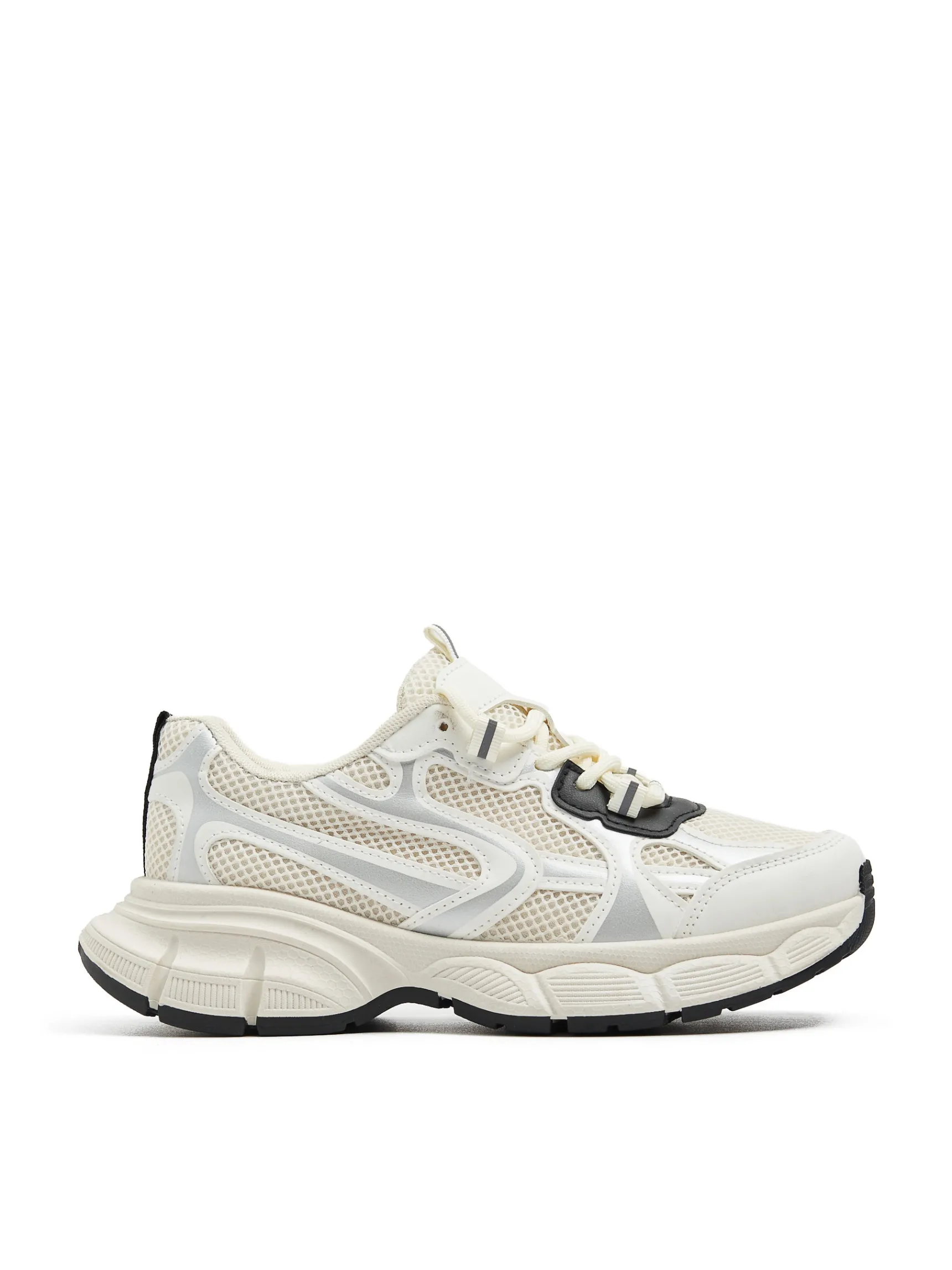 Outlet Cropp Białe sneakersy z elementami reflective wielobarwny
