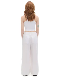 New Cropp Białe spodnie wide leg biały