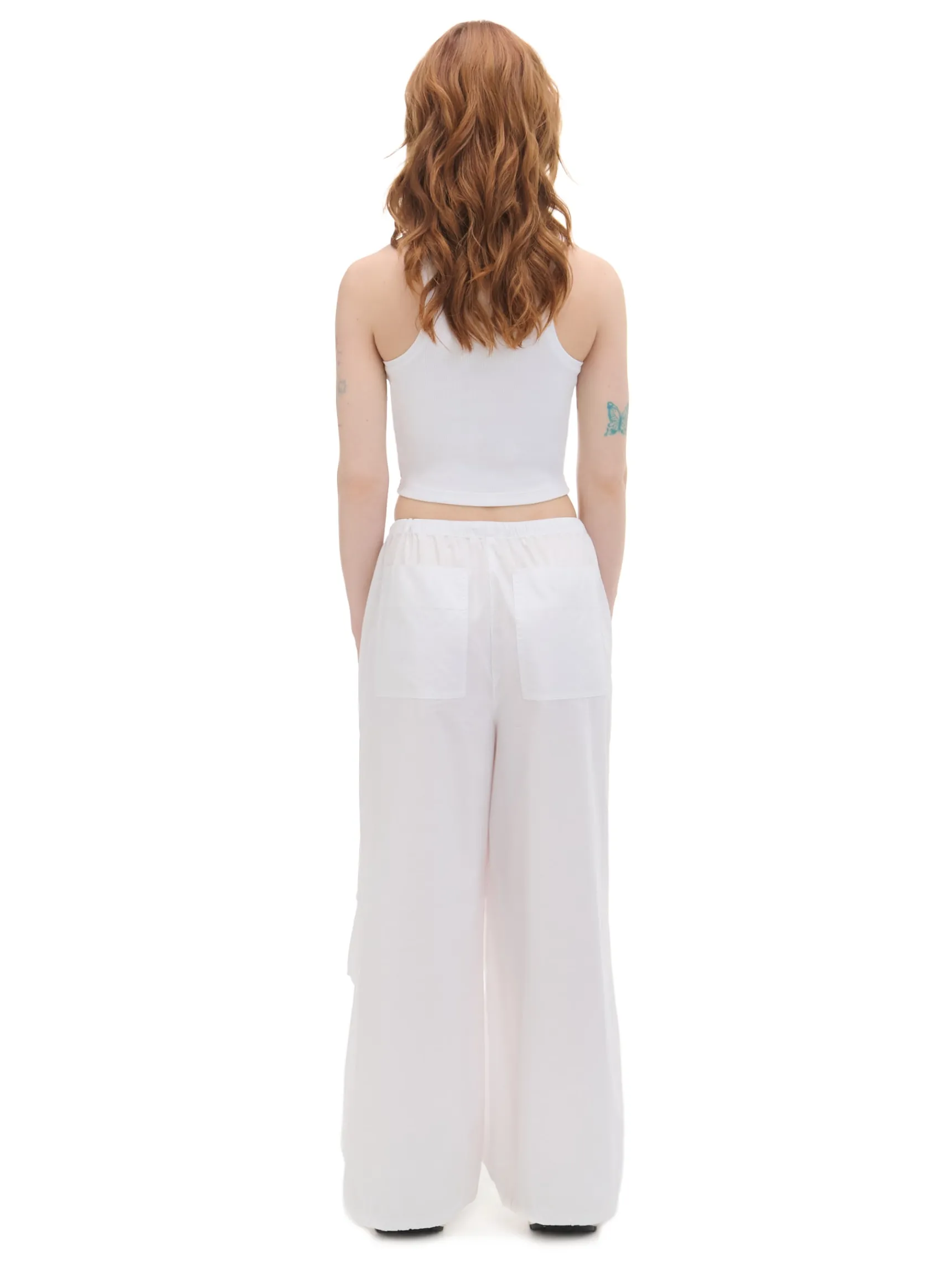 New Cropp Białe spodnie wide leg biały