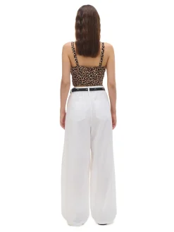 Clearance Cropp Białe spodnie wide leg biały