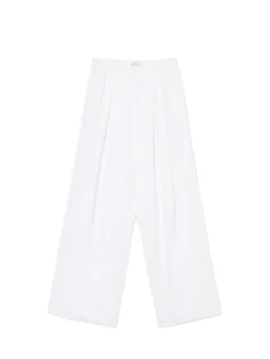 Clearance Cropp Białe spodnie wide leg biały