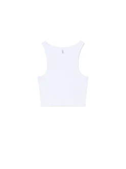 Online Cropp prążkowany top na ramiączkach biały