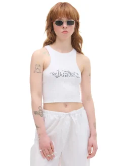 Best Cropp top z napisem biały