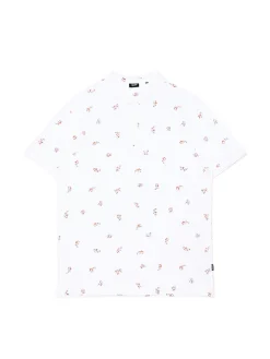 Discount Cropp T-shirt polo z rybkami biały