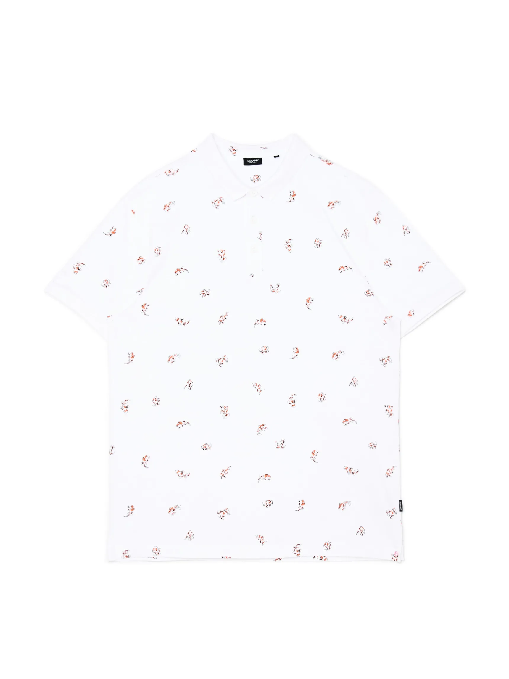 Discount Cropp T-shirt polo z rybkami biały