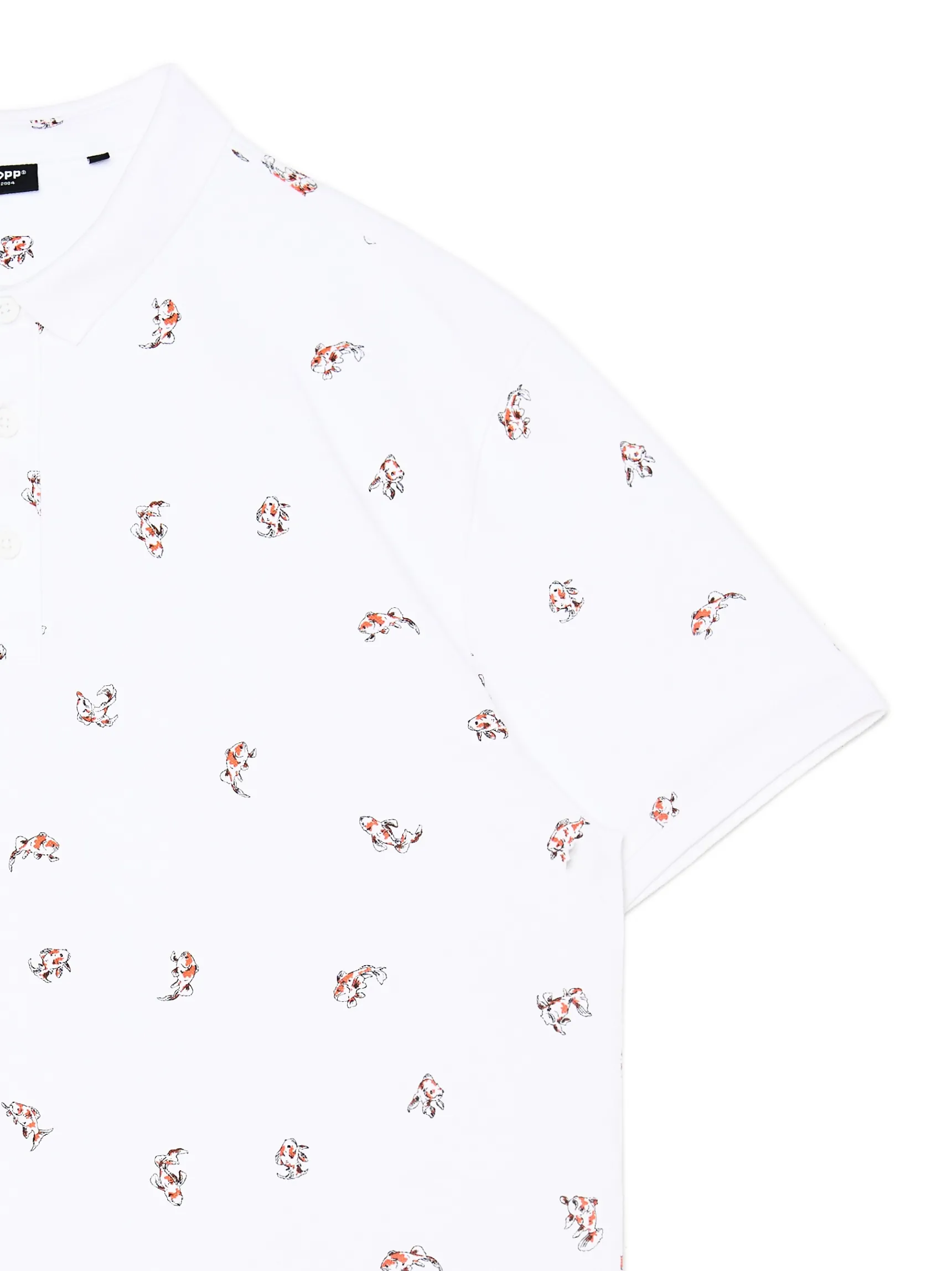 Discount Cropp T-shirt polo z rybkami biały