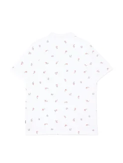 Discount Cropp T-shirt polo z rybkami biały