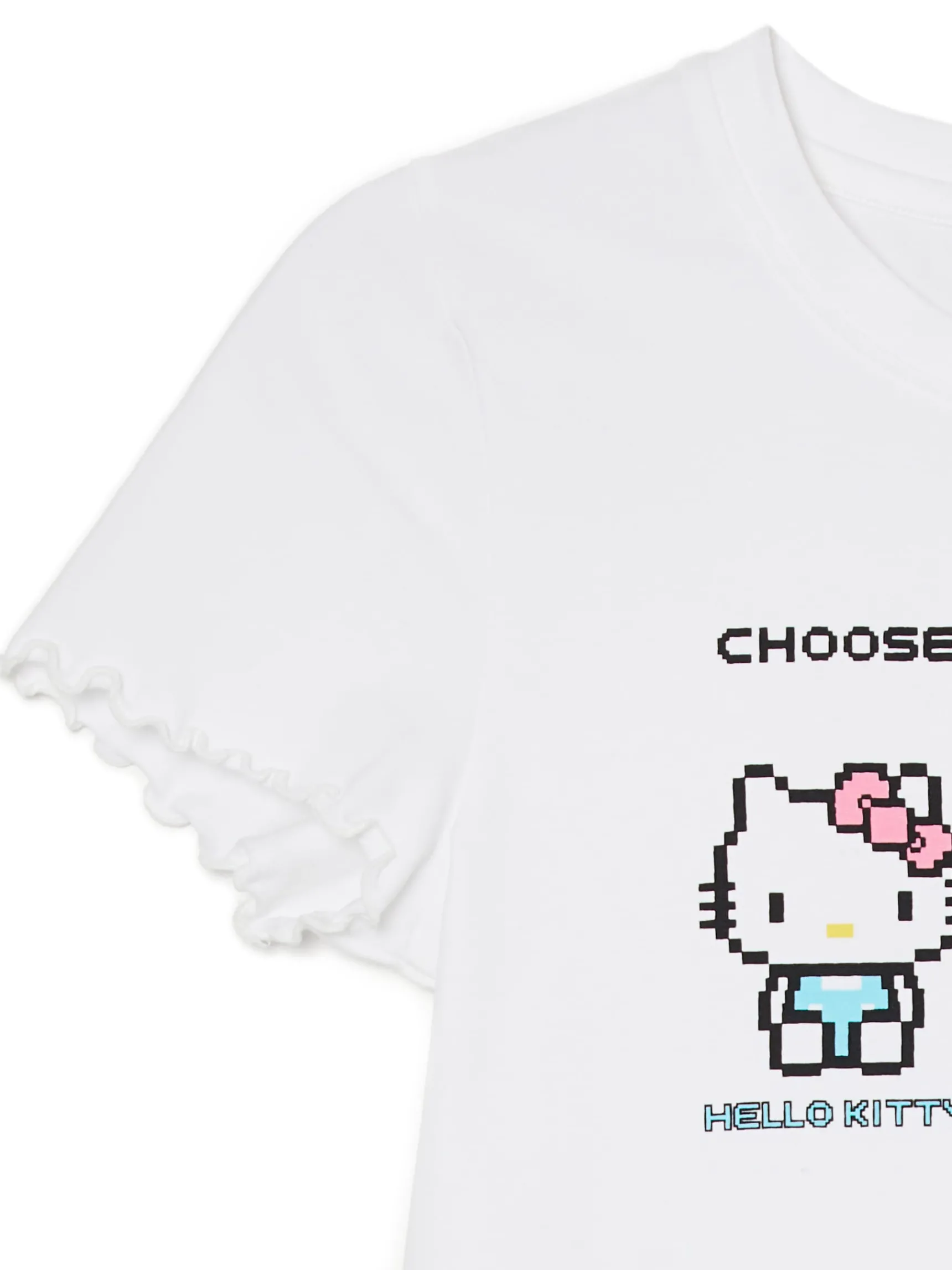 Discount Cropp t-shirt z nadrukiem Hello Kitty biały