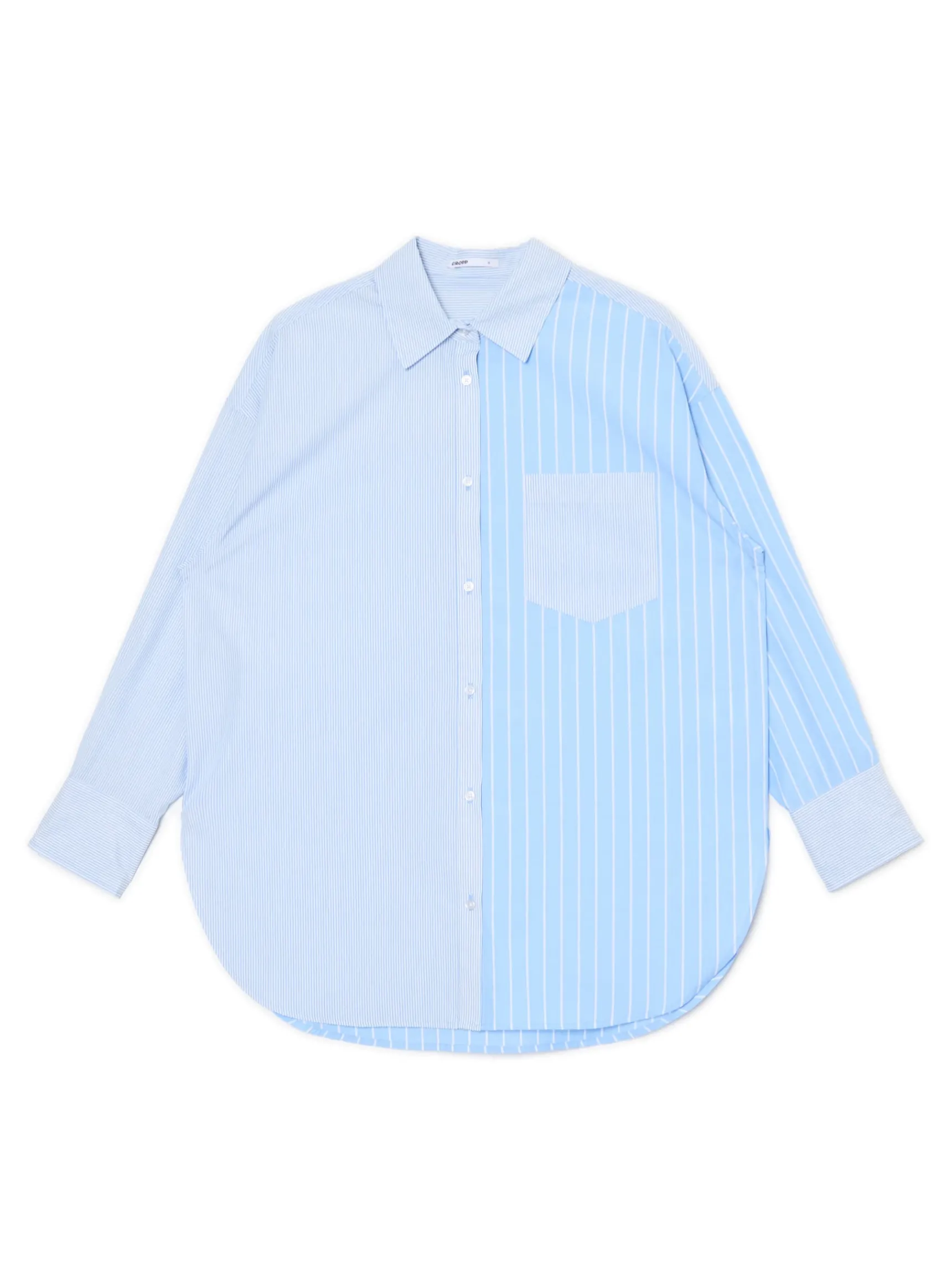 Sale Cropp Błękitna koszula oversize w pionowe paski niebieski